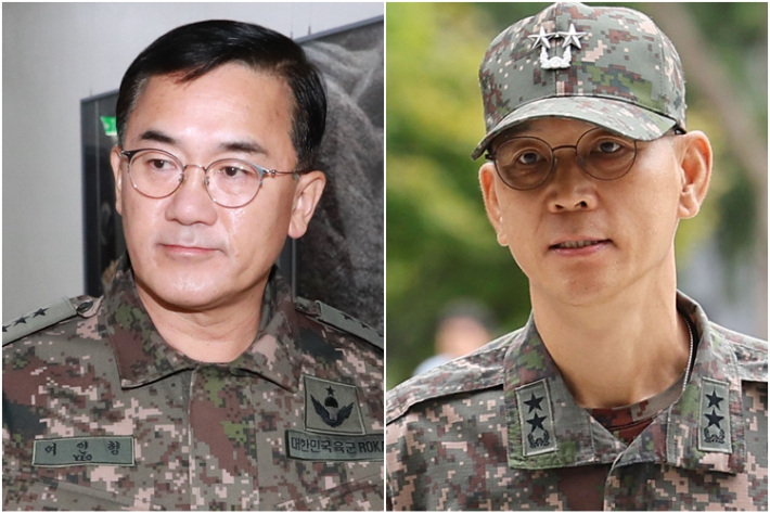 여인형 전 국군방첩사령관, 김용대 전 드론작전사령관. 연합뉴스