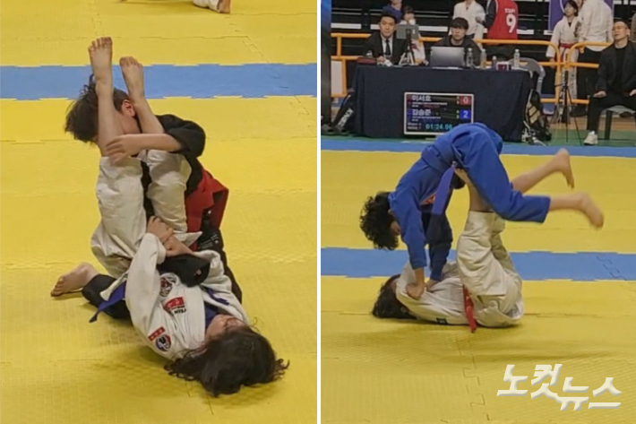 11일 대한주짓수회장기 대회에서 경기를 펼치고 있는 선수들 모습. 박창주 기자