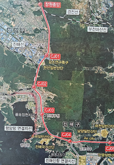 사비선, CTX-진해선 노선도. 강기윤 후보측 제공