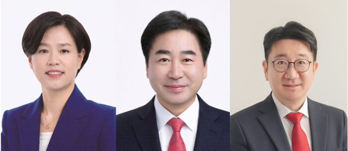 더불어민주당 부산진구청장 서은숙 후보(왼쪽)와 국민의힘 부산진구청장 예비후보인 김영욱 부산진구청장(가운데), 김승주 전 부산진구 약사회 회장(오른쪽). 각 정당 제공