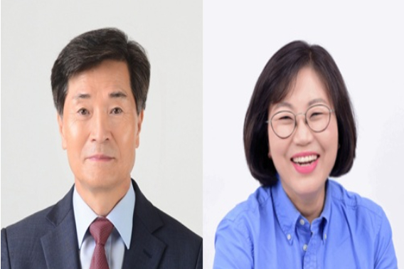 밀양시장 후보로 낙점된 안병구 현 시장과 이주옥 민주당 도당 부위원장. 중앙선거관리위원회 제공 