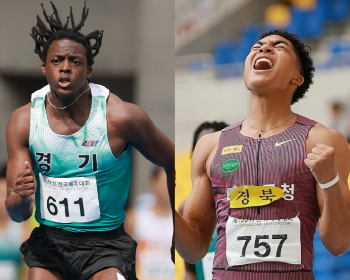 비웨사 다니엘 가사마(사진 왼쪽)와 나마디 조엘진. 연합뉴스·조엘진 SNS 사진 캡처