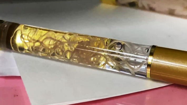 고래회충이 담긴 볼팬. SNS 캡처