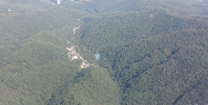 소나무재선충병 항공 예찰. 동부지방산림청 제공