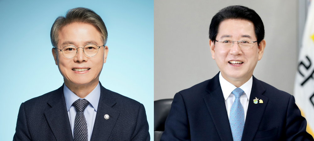 왼쪽부터 더불어민주당 전남광주 통합 특별시장 결선 후보인 민형배 후보·김영록 후보. 두 후보 측 제공