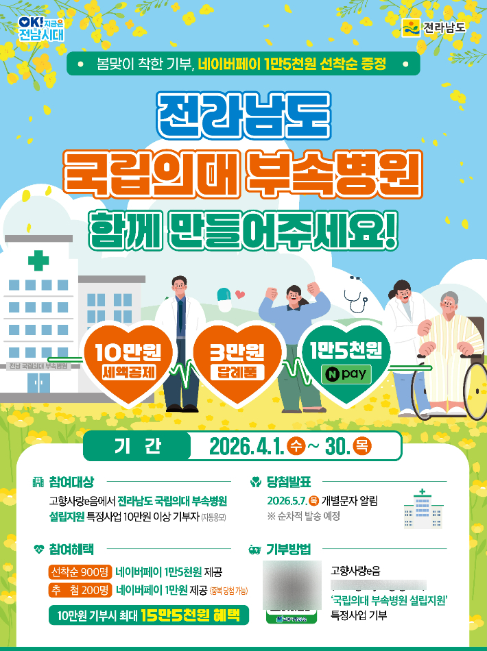 국립의대 부속병원 설립 지원 기부 이벤트 홍보물. 전라남도 제공