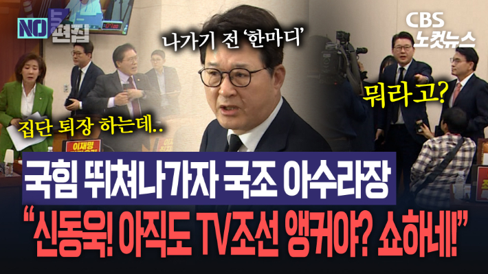 국힘 뛰쳐나가자 국조 아수라장…"신동욱! 아직도 TV조선 앵커야? 쇼하고 있네"[노컷브이]