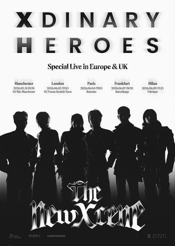 엑스디너리 히어로즈는 오는 5월부터 유럽과 영국에서 라이브 투어를 진행한다. JYP엔터테인먼트 제공