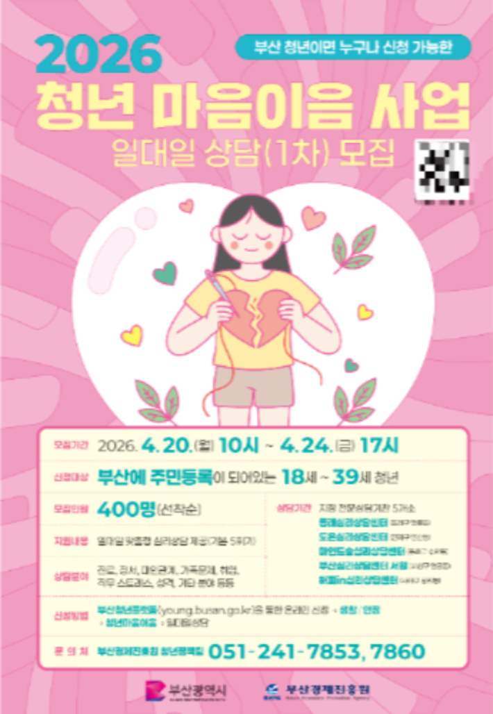 부산시가 청년 마음이음 사업 참여자를 모집한다. 부산시 제공