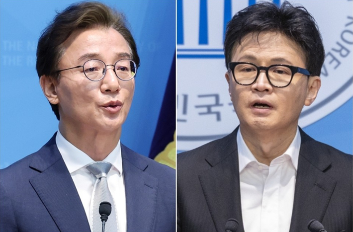 더불어민주당 전재수 부산시장 후보와 한동훈 국민의힘 전 당대표. 연합뉴스