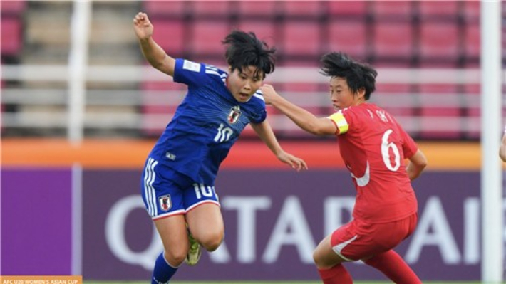 일본과 북한의 20세 이하 아시안컵 여자 축구 결승 모습. AFC 홈페이지 캡처 
