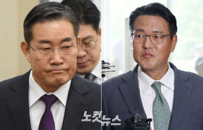 신원식 전 국가안보실장과 김태효 전 국가안보실 1차장. 윤창원·류영주 기자