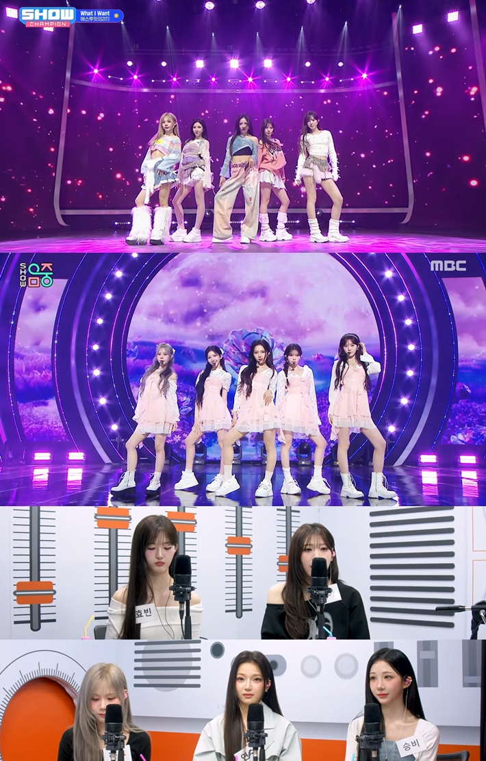 위쪽부터 3월 18일 방송한 '쇼! 챔피언', 4월 11일 방송한 '쇼! 음악중심', 4월 13일 공개된 '케이팝핀' 캡처