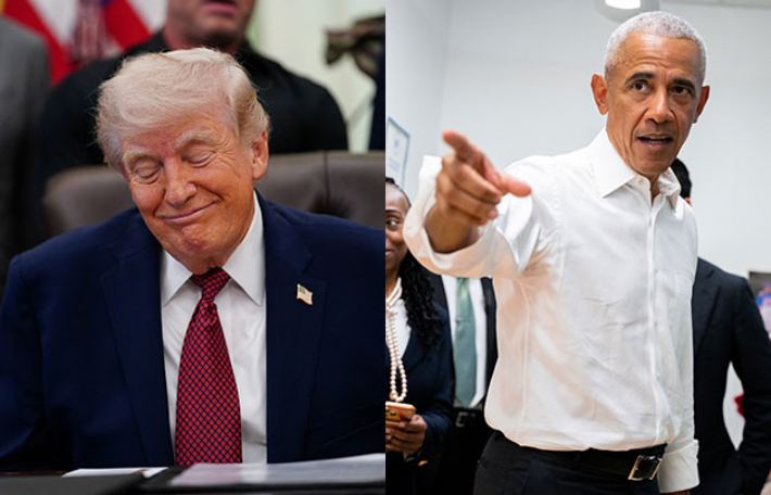도널드 트럼프 미국 대통령(왼쪽)과 버락 오바마 전 미국 대통령. 연합뉴스
