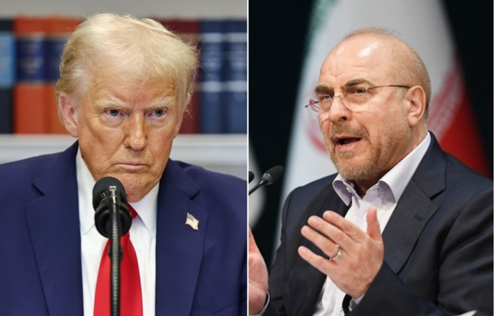 도널드 트럼프 미국 대통령(왼쪽)과 모하메드 바게르 갈리바프 이란 국회의장(오른쪽). 연합뉴스