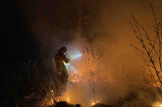지난 21일 오후 6시 51분쯤 영월군 영월읍 영흥리의 한 야산에서 불이 났다. 강원소방본부 제공