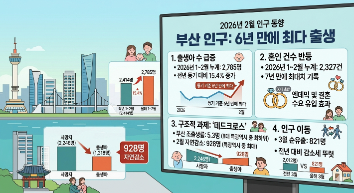 부산지역 1~2월 출생아 2785명, 6년 만에 최다 기록