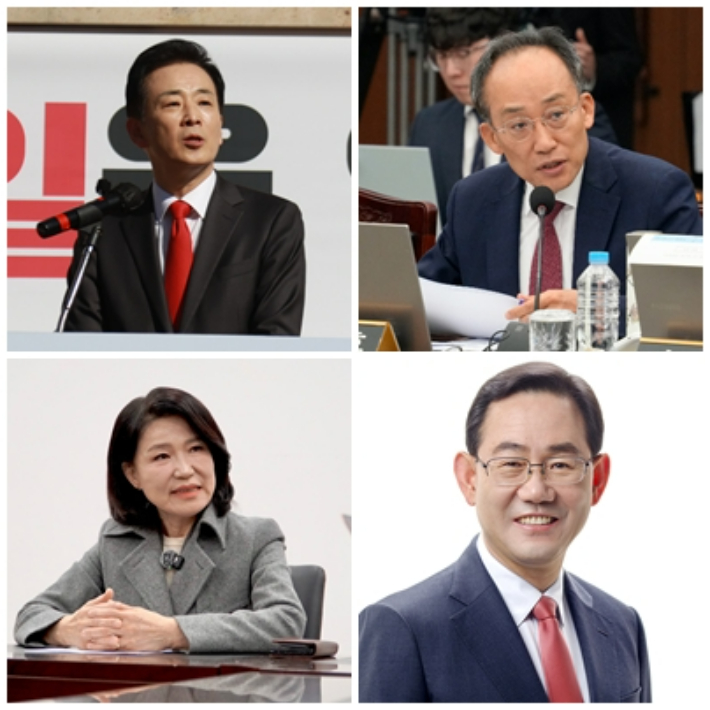(위 왼쪽부터) 유영하·추경호 국민의힘 대구시장 경선 후보들. (아래 왼쪽부터) 국민의힘 대구시장 공천에서 배제된 이진숙 전 방송통신위원장, 주호영 국회부의장. 자료사진