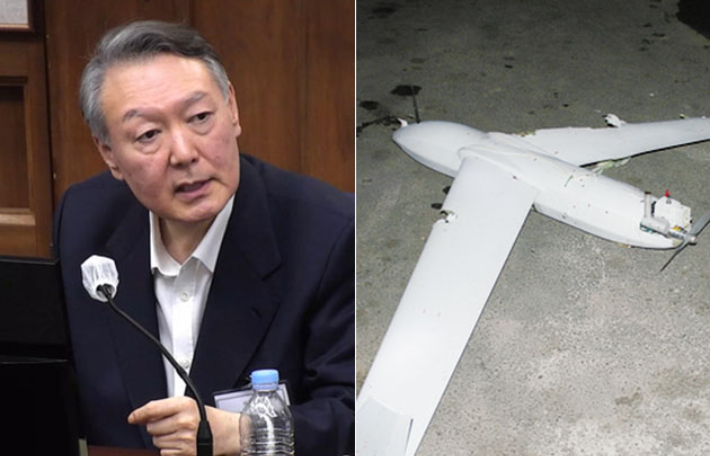 윤석열 전 대통령·북한에서 공개한 무인기 사진. 연합뉴스