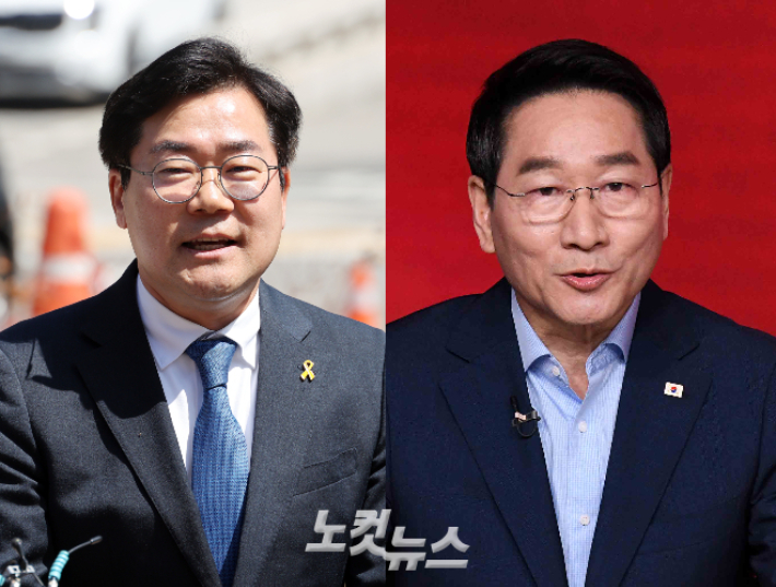 더불어민주당 박찬대 국회의원과 국민의힘 유정복 인천시장. 윤창원, 박종민 기자