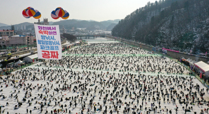 화천산천어축제장. 화천군 제공 