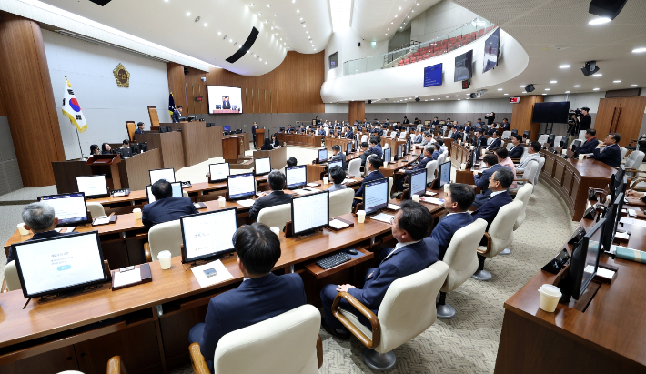 28일 열린 제366회 임시회 제1차 본회의. 충남도의회 제공