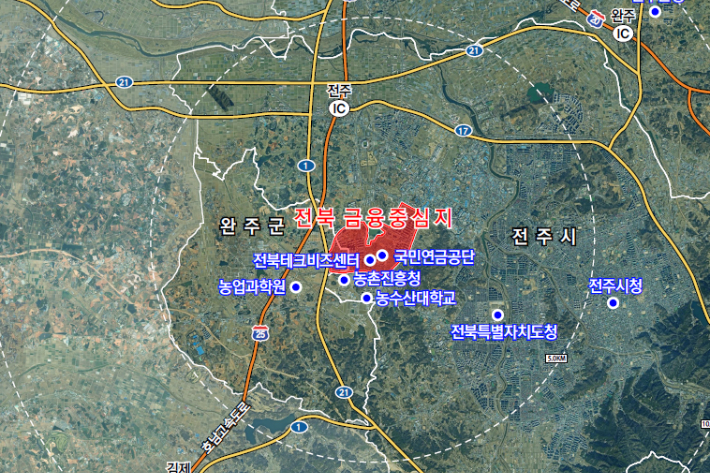 전북 금융중심지 위치도. 전북도 제공