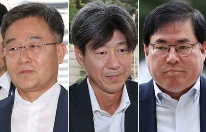 화천대유자산관리 대주주 김만배씨(왼쪽부터), 남욱 변호사, 유동규 전 성남도시개발공사 개발본부장. 연합뉴스