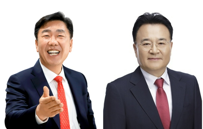 국민의힘 이범석(왼쪽) 청주시장과 서승우 전 충북도 행정부지사. 자료사진