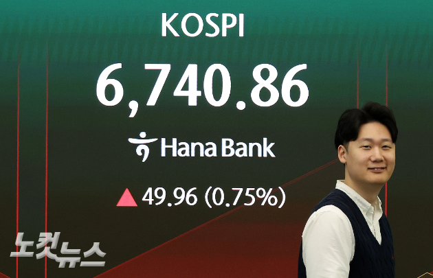 30일 서울 중구 하나은행 본점 딜링룸 전광판에 코스피 지수가 표시되고 있다. 박종민 기자