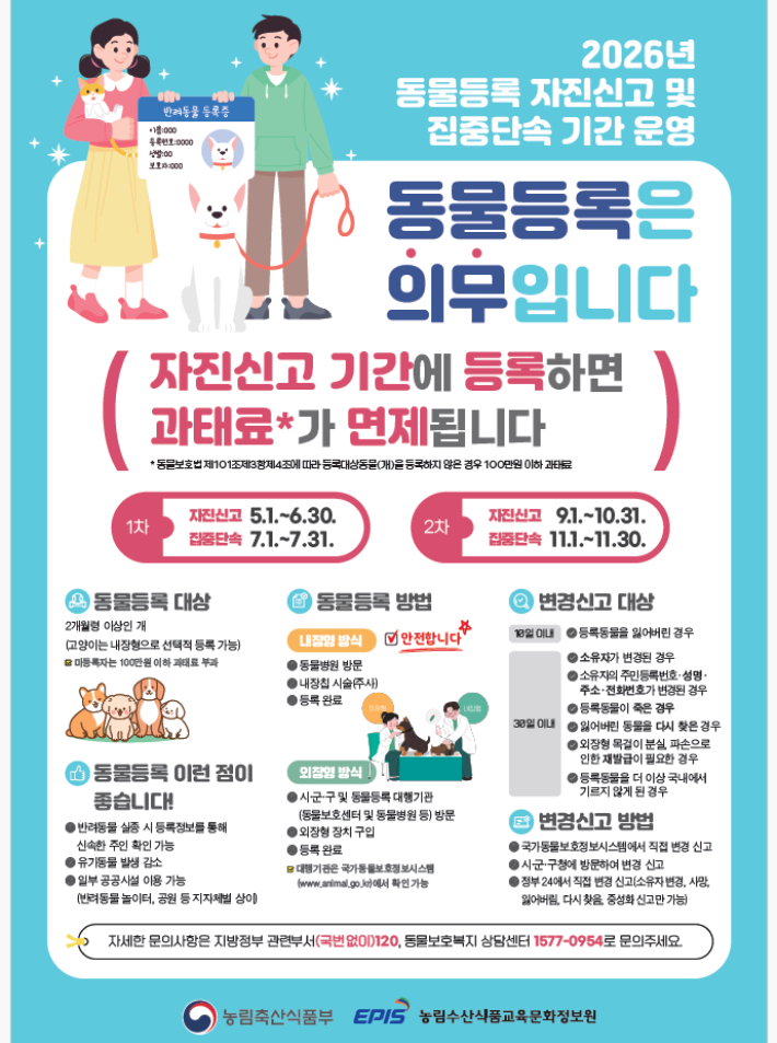 동물등록 자진신고 기간 운영 포스터. 전북도 제공