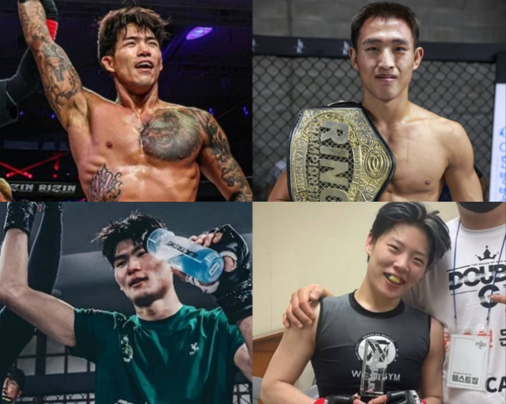 ROAD TO UFC 시즌5 출전하는 4명의 한국 파이터. 사진 위 왼쪽부터 시계 방향으로 송영재, 신유민, 박보현, 임관우. 4명 파이터의 SNS 사진 캡처