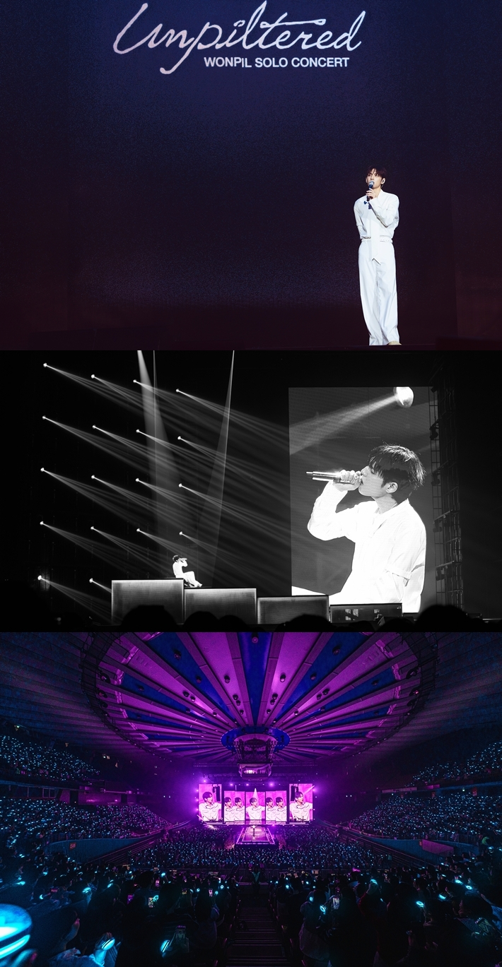 원필은 첫 콘서트 '필모그래피' 이후 4년 2개월 만에 두 번째 콘서트 '언필터드'를 개최했다. JYP엔터테인먼트 제공