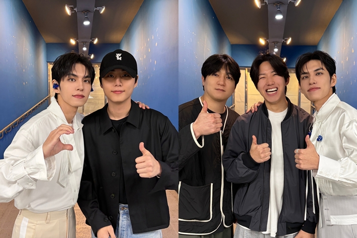 지난 2일과 3일 원필 공연을 보러 온 영케이, 성진, 도운. 데이식스 공식 트위터
