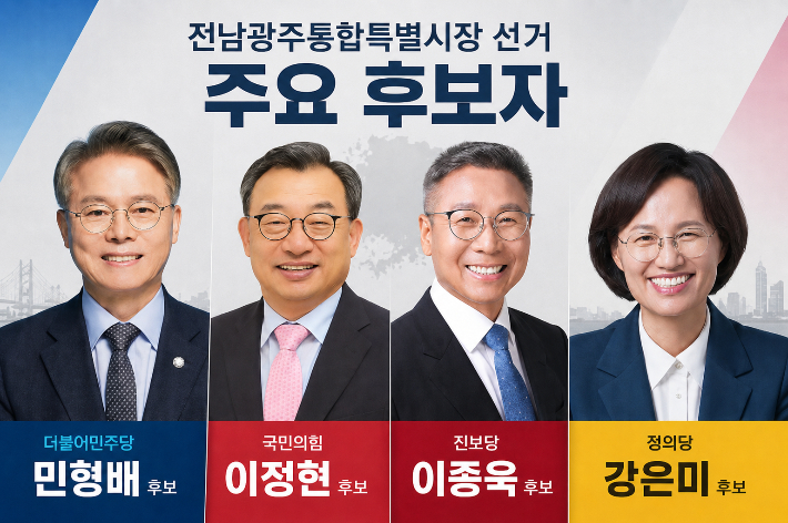 전남광주통합특별시장 후보들. AI 생성 이미지