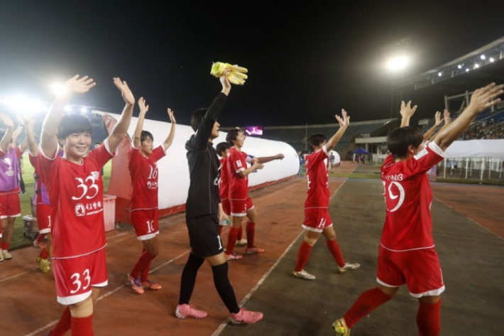 AWCL 조별리그 경기 나선 북한 내고향여자축구단. 연합뉴스