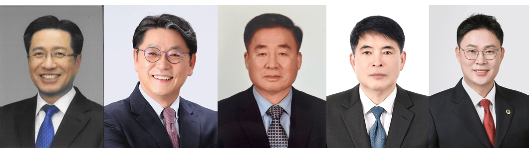 왼쪽부터 정영두, 홍태용, 이봉수, 박봉열, 한완희 예비후보. 중앙선거관리위원회 제공