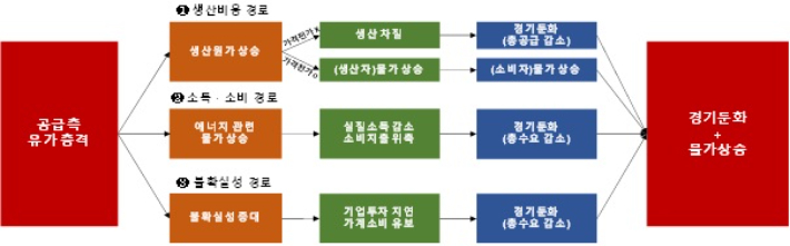 공급측 유가 충격의 파급 경로. 한국은행 부산본부 제공
