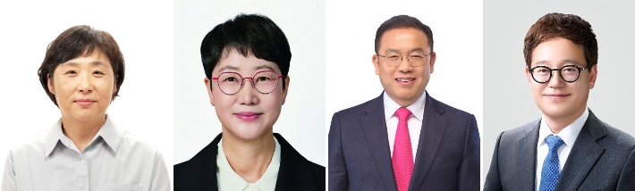 왼쪽부터 양희 정의당 동구청장 예비후보, 정한숙 조국혁신당 예비후보, 우성진 국민의힘 예비후보, 신효철 더불어민주당 예비후보