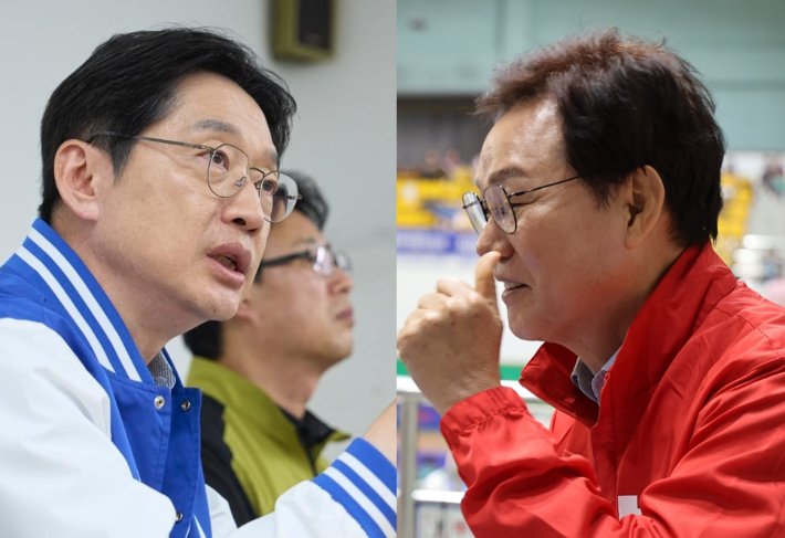 김경수·박완수 경남지사 후보. 각 캠프 제공 