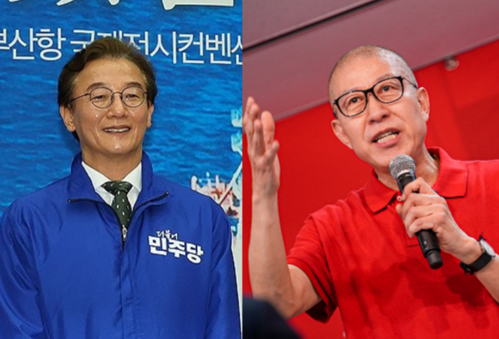 부산시장 후보인 더불어민주당 전재수 의원과 국민의힘 박형준 시장. 각 캠프 제공 부산시장 후보인 더불어민주당 전재수 의원과 국민의힘 박형준 시장.  각 캠프 제공