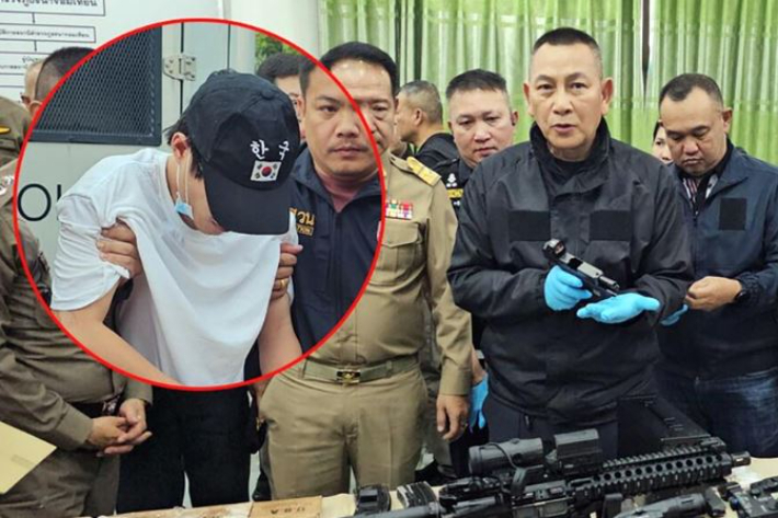 태극기가 그려진 모자를 쓴 중국인 용의자. 현지 매체 'Pattaya Mail' 캡처