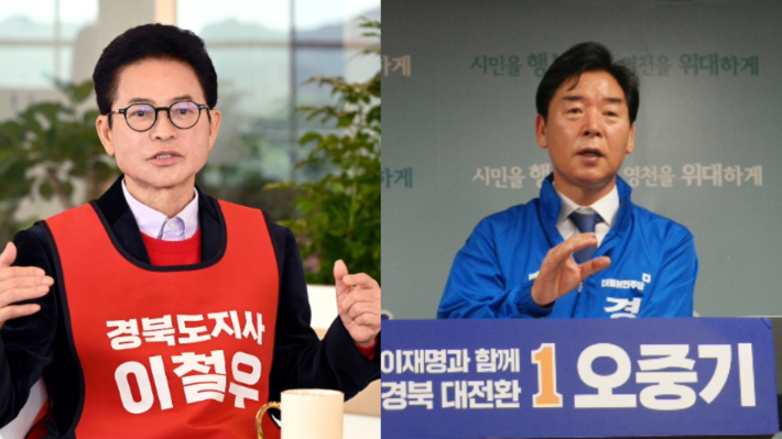 국민의힘 이철우 경상북도지사 후보(왼쪽), 더불어민주당 오중기 후보. 각 후보측 제공