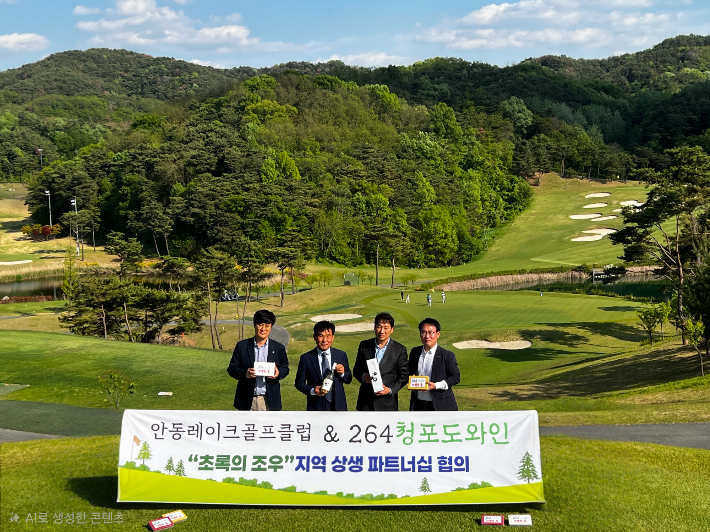 경북문화관광공사 김남일 사장과 264와인 대표 이동수 대표가 기념촬영을 하고 있다. 경북문화관광공사 제공