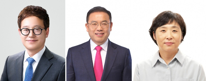 왼쪽부터 신효철, 우성진, 양희 대구 동구청장 후보. 중앙선관위 제공