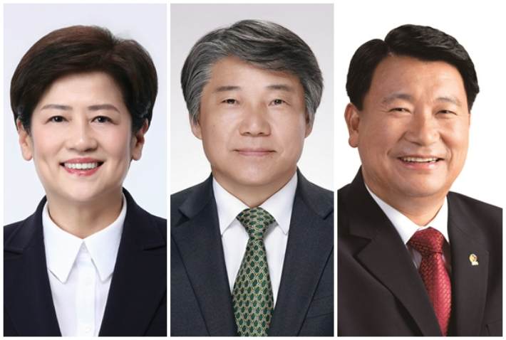 왼쪽부터 강은희, 임성무, 서중현 대구시교육감 후보. 자료사진