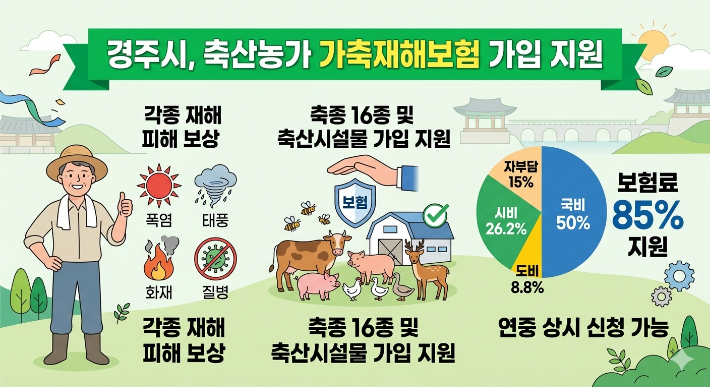 경주시 가축재해보험 지원 카드뉴스. 경주시 제공