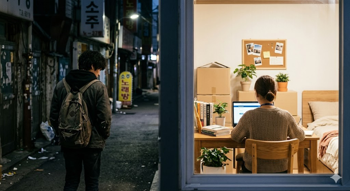 22살 자립준비청년 가영(가명)씨와 준성(가명)씨는 출신 시설이 달라 받는 자립지원 수준도 다르다. AI 생성 이미지