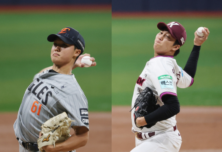 한화 정우주, 키움 안우진. 연합뉴스