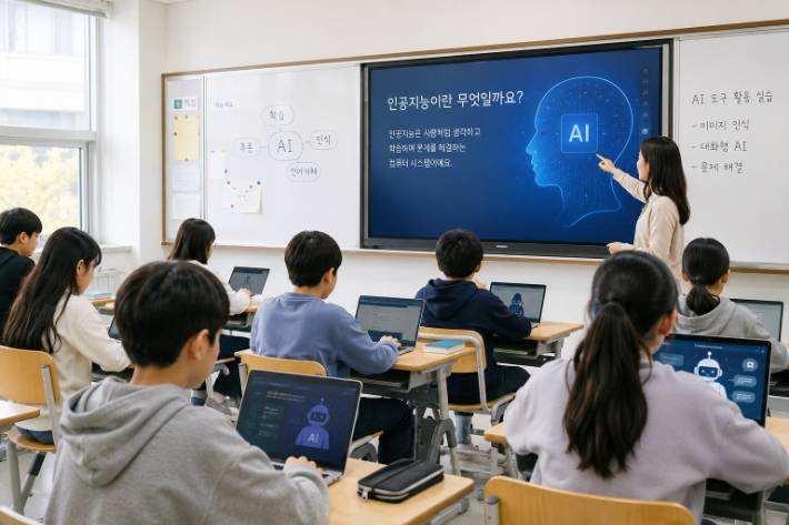 AI수업이 진행중인 교실. AI 이미지 생성